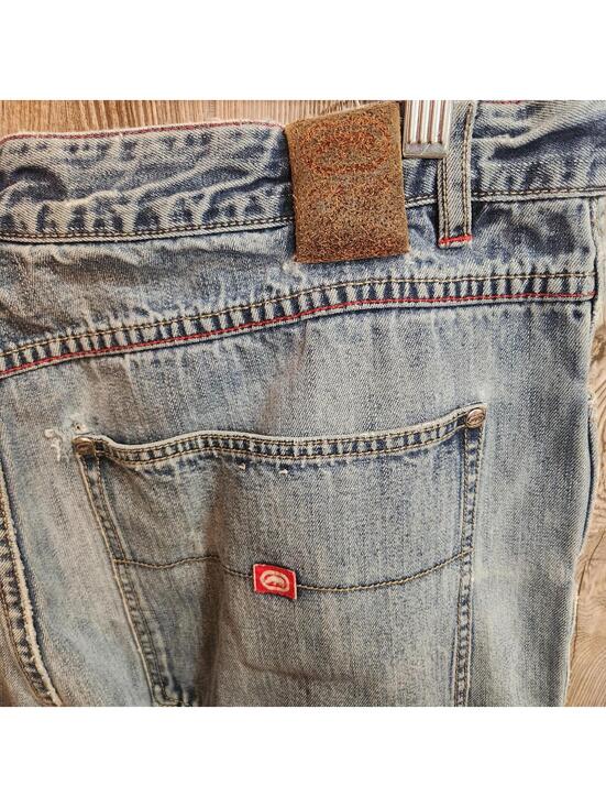 Ecko Unltd Denim Blue Jeans Size 38x36 VTG Destroyed Thrashed Y2K Baggy Skater - Picture 8 of 9